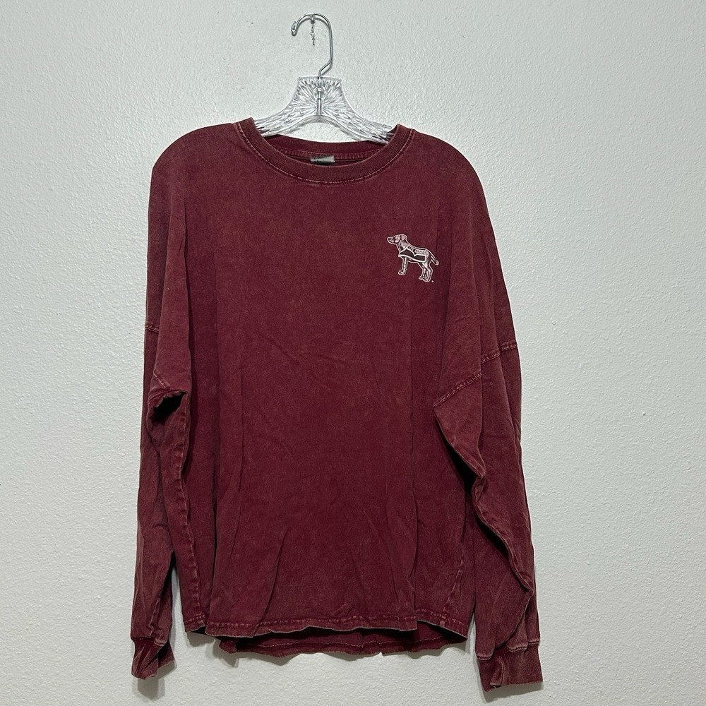 Texas A&M Gameday‎ Couture Dog Red Acid Wash Long Sleeve T Shirt Womens Size L
